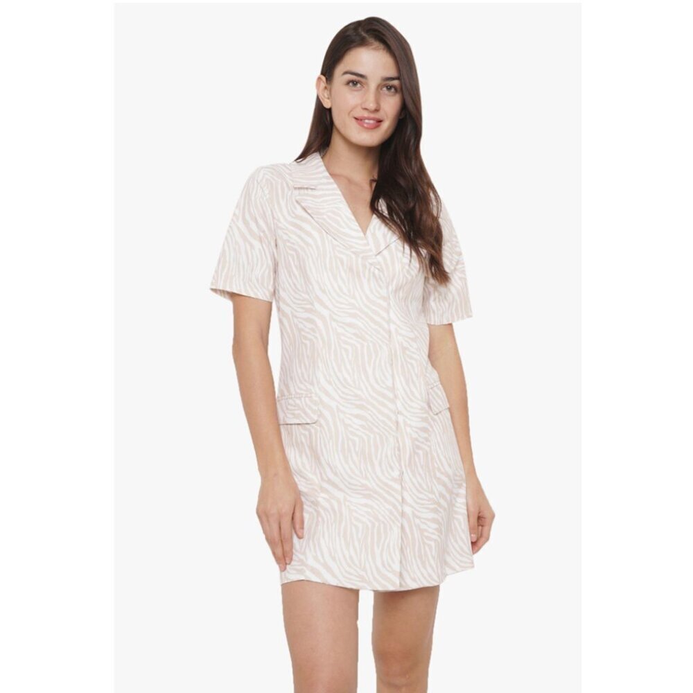 ForMe Zebra Print Mini Shirt Dress